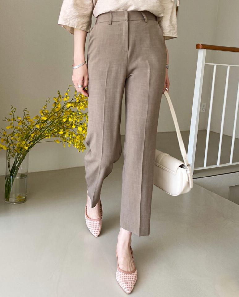 リネン混スリットテーパードスラックス・全3色・b71935 レディース 【pt】スラックス パンツ ズボン ロングパンツ テーパード スリット リネン 単色 無地 シンプル ベーシック 大人 オフィスカジュアル 春 夏 韓国ファッション ハイホリHIHOLLI