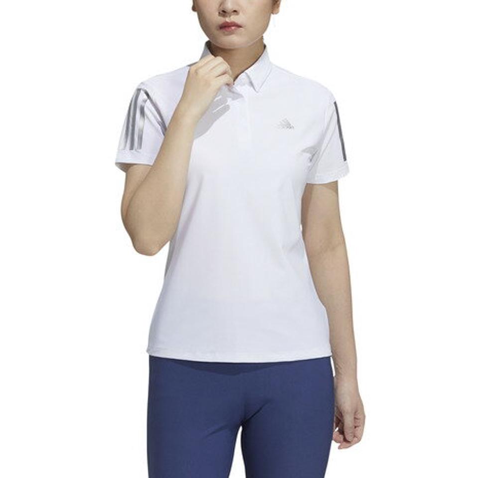 アディダス（adidas） ゴルフウェア スリーブストライプス 半袖ストレッチボタンダウンシャツ 23300-GM3738 W （レディース）