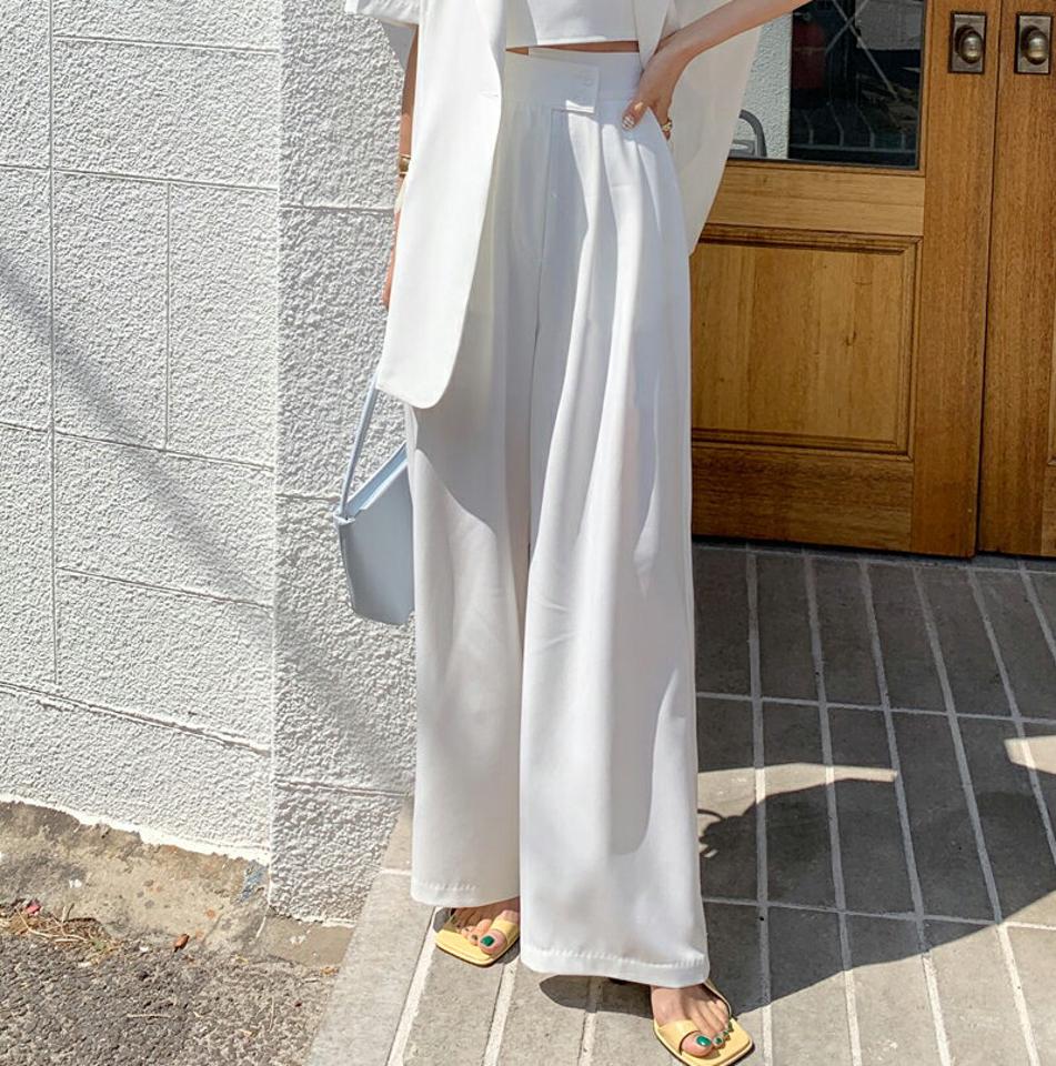 タックスラックス・全3色・t66988 レディース 【pt】スラックス パンツ ズボン ロングパンツ タック 単色 無地 シンプル ベーシック 大人 オフィスカジュル ハイウエスト ワイド 春 夏 韓国ファッション