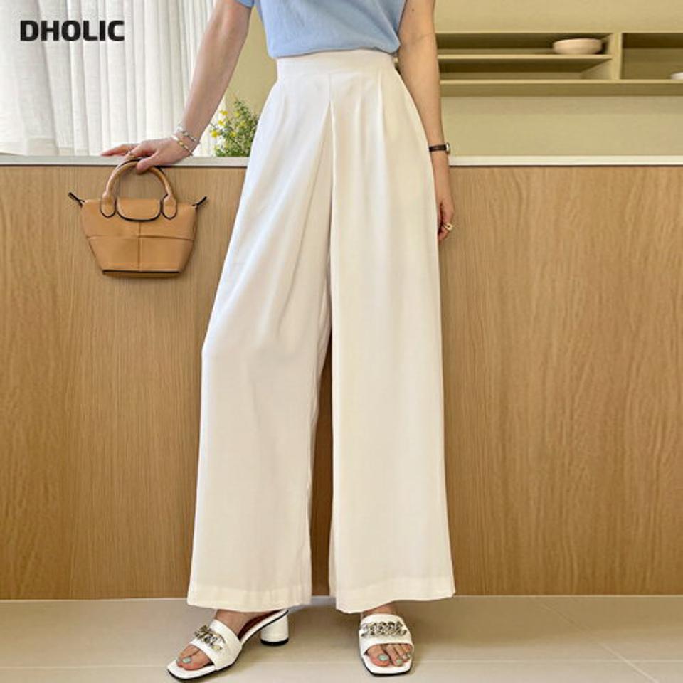 タックワイドフィットスラックス・全2色 レディース 【pt】スラックス パンツ ロング丈 単色 無地 シンプル ベーシック ワイド タック 春 夏 秋 脚長 大人っぽ きれいめ カジュアル かわいい 可愛い 韓国ファッション ハイホリHIHOLLI