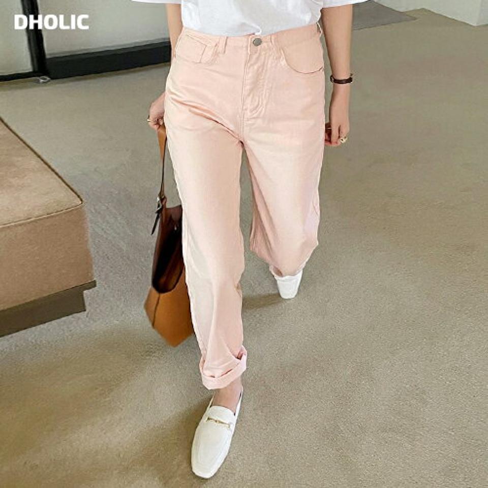 コットンカラーストレートパンツ・全3色 レディース 【pt】パンツ ロング丈 単色 無地 シンプル ベーシック カラーパンツ パステル 春 夏 コットン 綿 ストレート カジュアル 可愛い かわいい 韓国ファッション ハイホリHIHOLLI