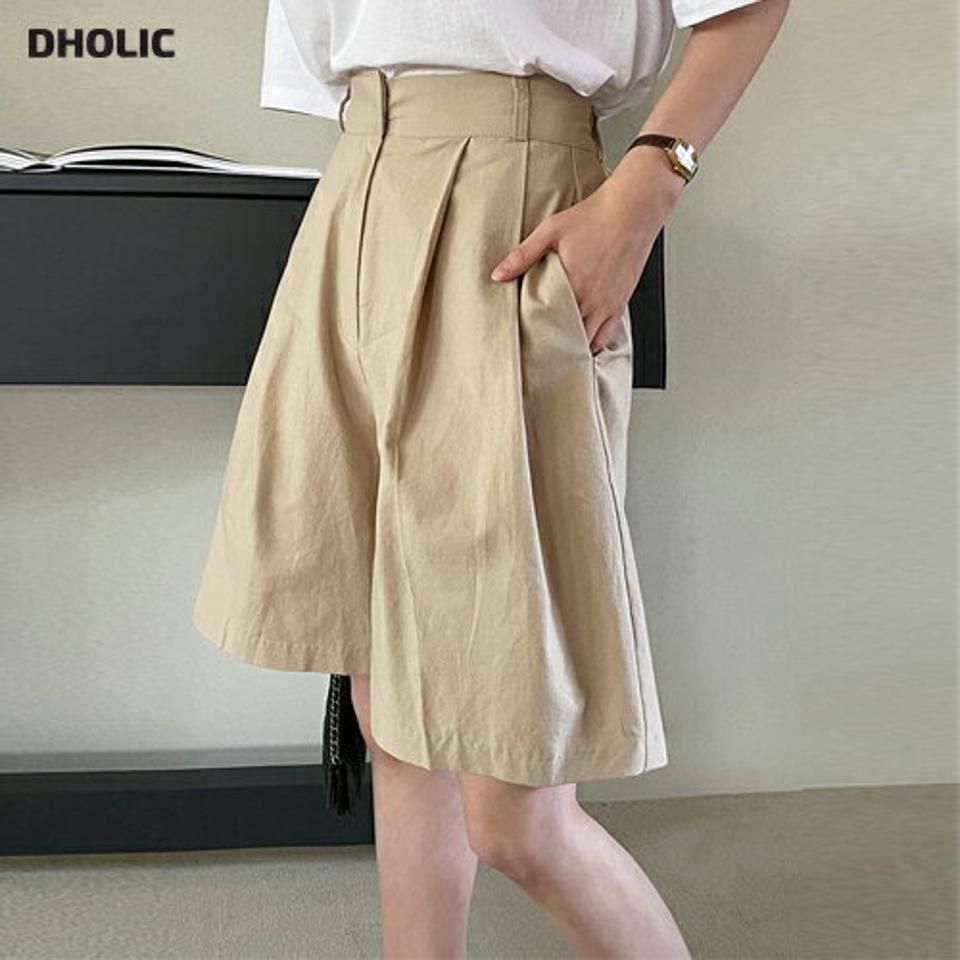 コットンワイドハーフパンツ・全2色 レディース 【pt】パンツ ハーフ丈 単色 無地 シンプル ワイド コットン 綿 パステル 春 夏 カジュアル ナチュラル ハイウエスト 可愛い かわいい 韓国ファッション ハイホリHIHOLLI