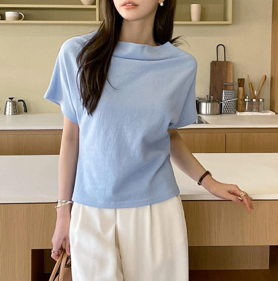 ボートネック半袖Tシャツ・全7色 レディース 【tops】トップス Tシャツ 半袖 単色 無地 シンプル 春 夏 ボートネック カラバリ ベーシック ナチュラル 楽ちん カジュアル 可愛い かわいい 韓国ファッション ハイホリHIHOLLI