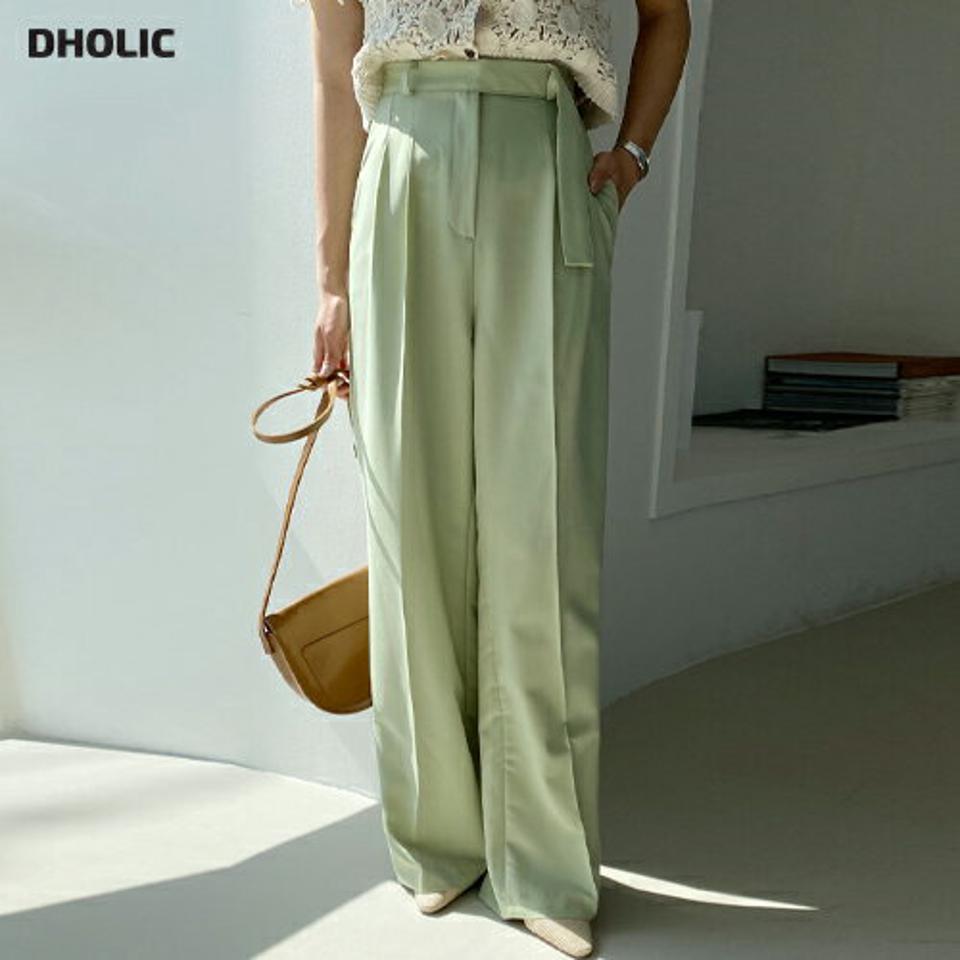 ストラップツータックワイドスラックス・全2色・t67139 レディース 【pt】スラックス パンツ ズボン ロングパンツ カラーパンツ 単色 無地 シンプル タック ハイウエスト ワイドパンツ オフィスカジュアル テンセル 春 夏 韓国ファッション