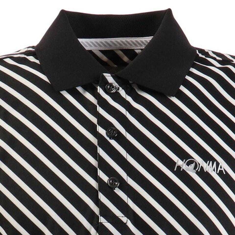 本間ゴルフ（HONMA）（メンズ）ゴルフウエア メンズ ハイゲージ ストライプショートスリーブシャツ 031-733118-BK