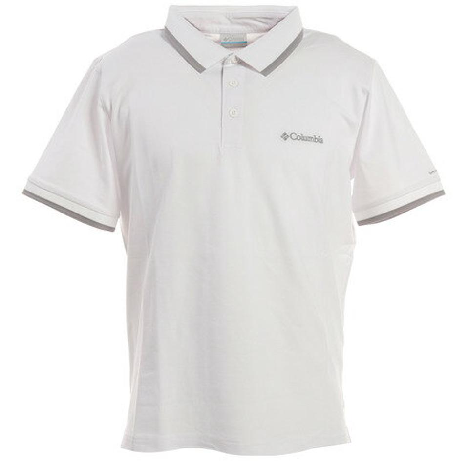 コロンビア（Columbia） コーブドームビュートソリッドピケポロ ホワイト AE0412 100 半袖ポロシャツ アウトドアカジュアル キャンプ UVカット ロゴ （メンズ）