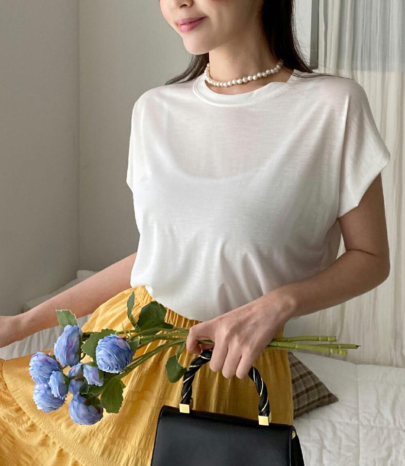 オーバーフィットフレンチスリーブTシャツ・全6色・e66561 レディース 【tops】トップス Tシャツ 単色 無地 無地T キャップスリーブ ショートスリーブ ゆったり ラフ カジュアル 春 夏 韓国ファッション