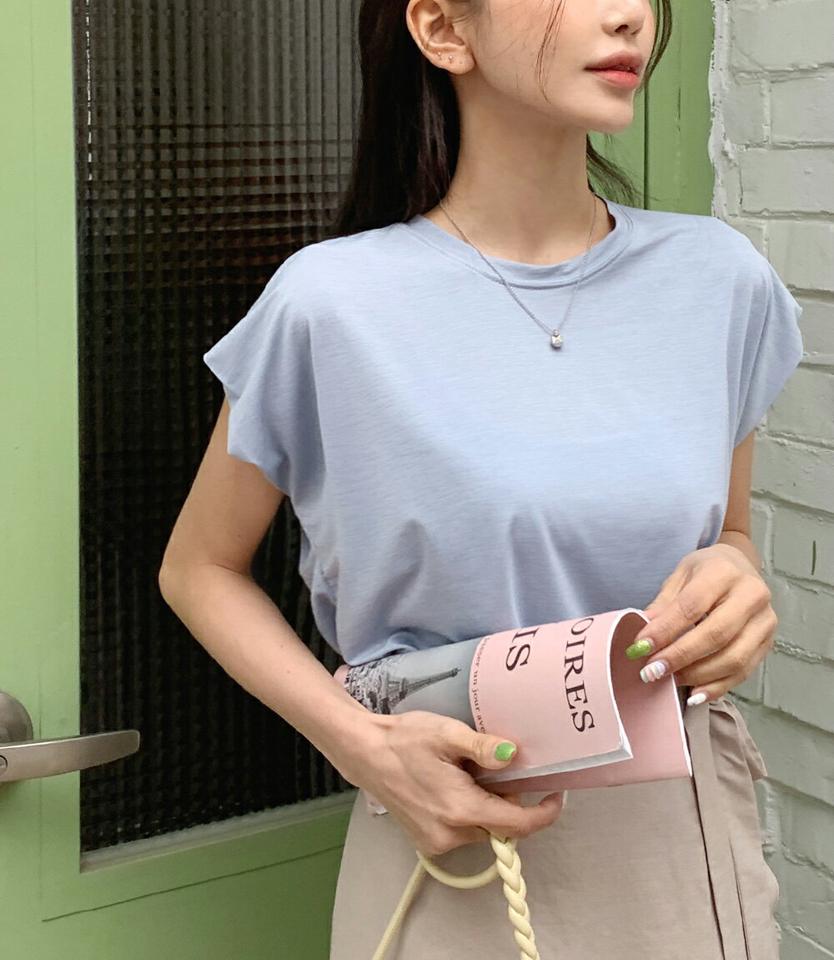 オーバーフィットフレンチスリーブTシャツ・全6色・e66561 レディース 【tops】トップス Tシャツ 単色 無地 無地T キャップスリーブ ショートスリーブ ゆったり ラフ カジュアル 春 夏 韓国ファッション