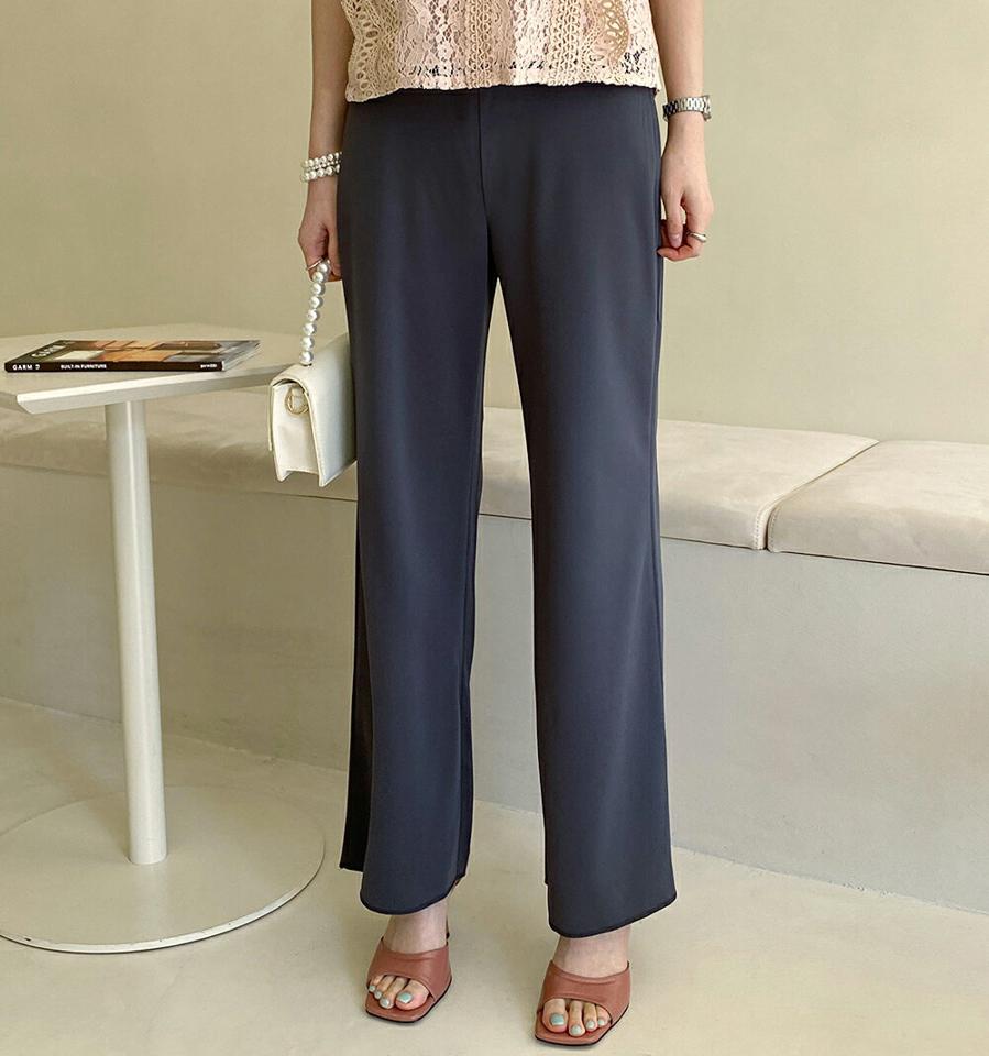 ウエストゴムストレートパンツ・全4色・t71970 レディース 【pt】パンツ ロング丈 単色 無地 シンプル ベーシック ストレート ウエストゴム 楽ちん 春 夏 きれいめ 爽やか 上品 大人っぽ 韓国ファッション ハイホリHIHOLLI