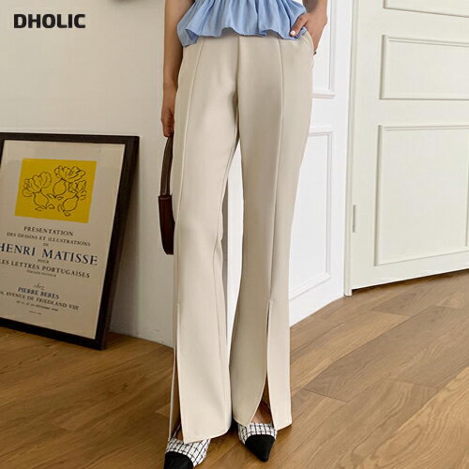 ≪人気商品再入荷≫スリットスリムスラックス・全3色・t00702 レディース 【pt】スラックス パンツ ズボン 単色 無地 シンプル スリット 大人 オフィスカジュアル フルレングス セミフレア　ポケット 春 夏 韓国ファッション