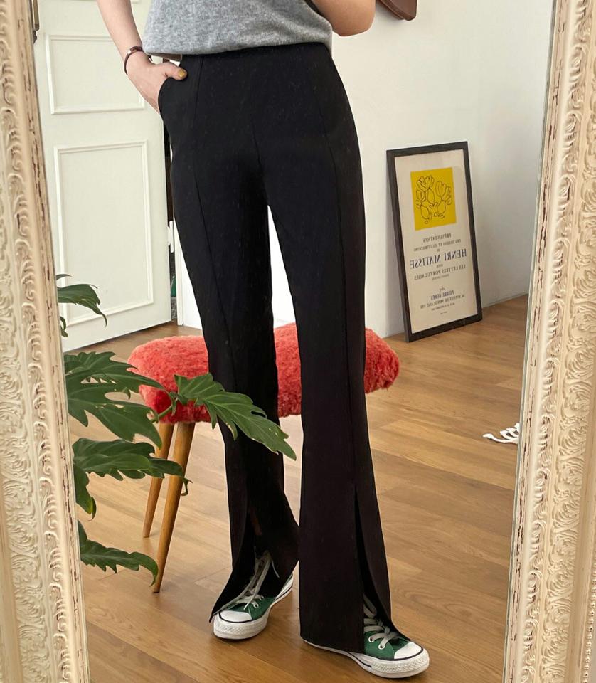 ≪人気商品再入荷≫スリットスリムスラックス・全3色・t00702 レディース 【pt】スラックス パンツ ズボン 単色 無地 シンプル スリット 大人 オフィスカジュアル フルレングス セミフレア　ポケット 春 夏 韓国ファッション