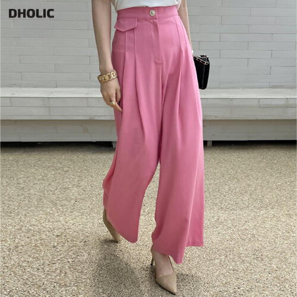 ツータックフレアスラックス・全3色・b72164 レディース 【pt】ボトムス ロング ロングパンツ スラックスパンツ スラックス フレア ハイウエスト カラーパンツ 無地 シンプル 体型カバー フェミニン ピンク 春 秋 韓国ファッション ハイホリHIHOLLI