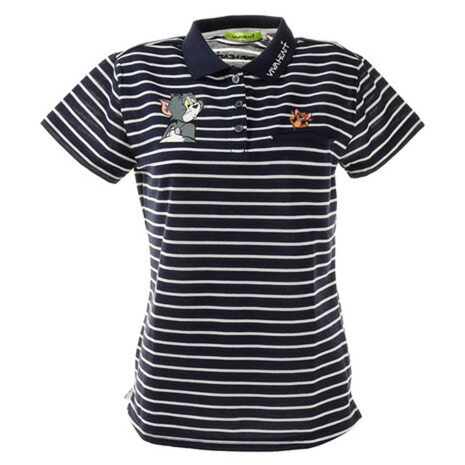 ビバハート（VIVA HEART） ゴルフウエア ポロシャツ レディース TOM&JERRYコラボ ボーダー半袖ポロシャツ 015-22441-098 （レディース）