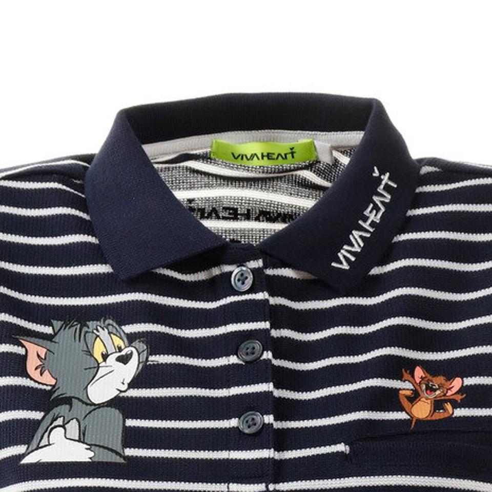 ビバハート（VIVA HEART） ゴルフウエア ポロシャツ レディース TOM&JERRYコラボ ボーダー半袖ポロシャツ 015-22441-098 （レディース）