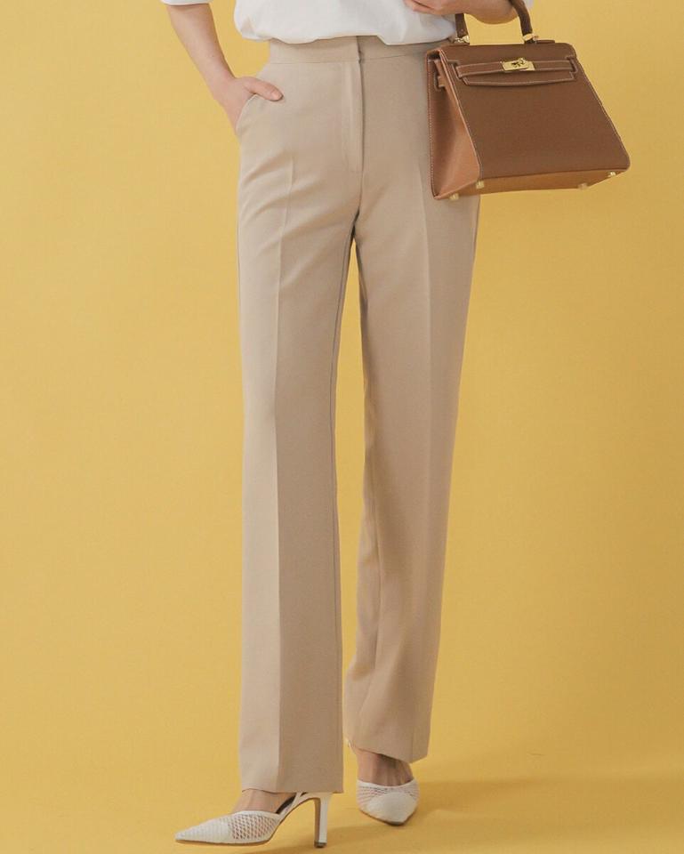 ストレートスラックス・全3色・t00259 レディース 【pt】パンツ ロング丈 スラックス 単色 無地 シンプル ベーシック ストレート オフィスカジュアル パステル 上品 フェミニン きれいめ 大人っぽ 春 夏 秋 冬 韓国ファッション ハイホリHIHOLLI