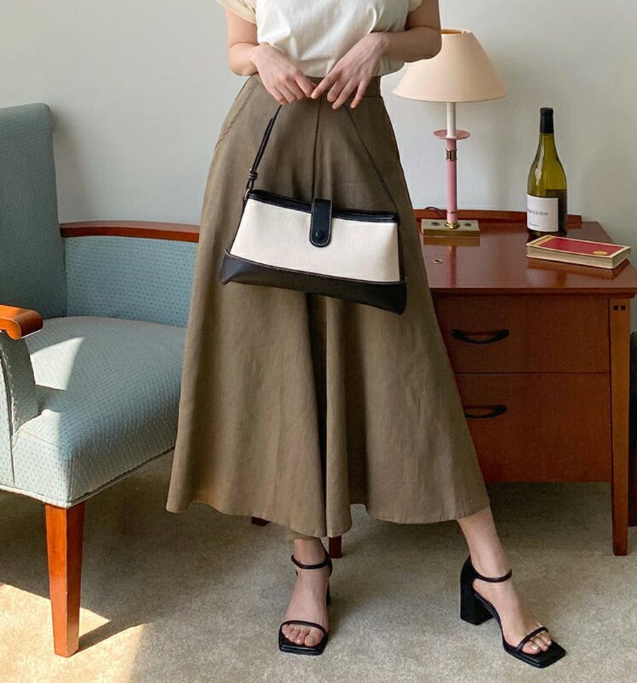 リネン混フレアパンツ・全3色・b67016 レディース 【pt】パンツ ズボン ワイドパンツ スカンツ フレア 単色 無地 シンプル ベーシック ラフ 体型カバー 大人 リネン ハイウエスト 春 夏 韓国ファッション