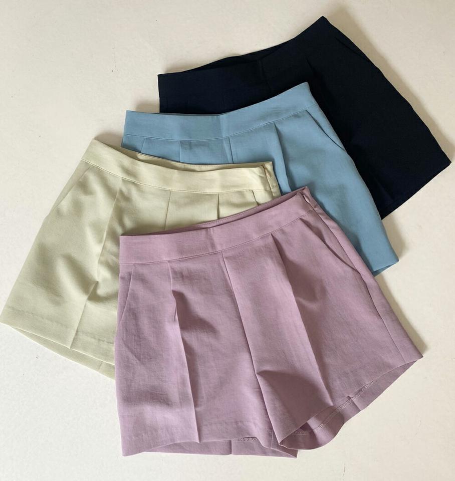 ハイウエストタックショートパンツ・全4色・t67209 レディース 【pt】パンツ ズボン ショートパンツ　短パン 単色 無地 シンプル ベーシック カラーパンツ ハイウエスト タック きれいめ 大人 ピンク 水色 ダーツ 春 夏 韓国ファッション