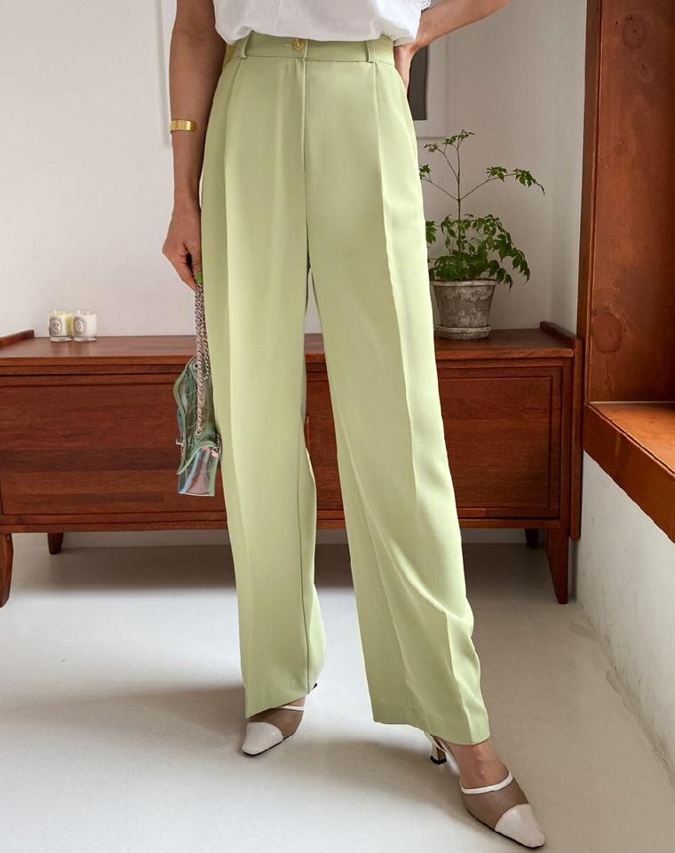 ハイウエストワンタックワイドスラックス・全2色・t67215 レディース 【pt】スラックス パンツ ズボン ワイドパンツ カラーパンツ タック 単色 無地 シンプル ベーシック 大人 オフィスカジュアル ハイウエスト きれいめ 春 夏 秋 韓国ファッション