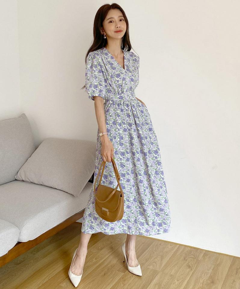 【10%OFF】フラワーリボンカシュクールワンピース・全2色・b67203 レディース 【ops】ワンピース ロング丈 ロングワンピース 半袖 ハーフスリーブ カシュクール 花柄 レトロ かわいい 可愛い 大人 りぼん ピンク ギャザー フレア 春 夏 韓国ファッション opsセール