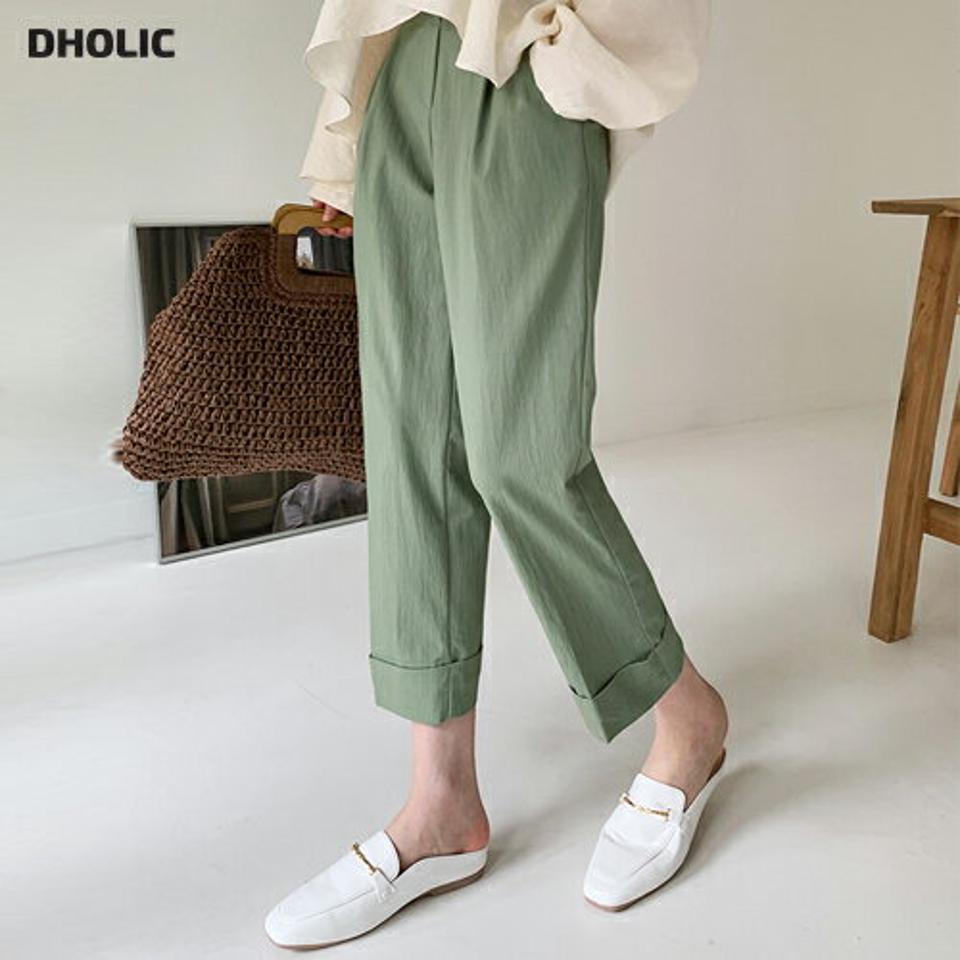 ロールアップストレートスラックス・全4色・b00462 レディース 【pt】パンツ スラックス ロング丈 単色 無地 シンプル ベーシック ロールアップ パステル ストレート カラーパンツ カジュアル 大人っぽ 春 夏 低身長 韓国ファッション ハイホリHIHOLLI