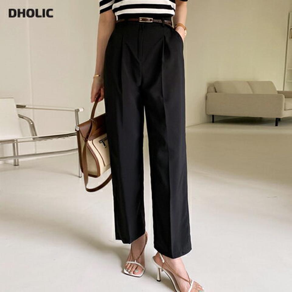 ワイドフィットピンタックスラックス・全3色・t00463 レディース 【pt】パンツ ロング丈 単色 無地 シンプル ワイド ベーシック スラックス オフィス 春 夏 パステル 脚長 ピンタック 大人っぽ きれいめ 韓国ファッション ハイホリHIHOLLI