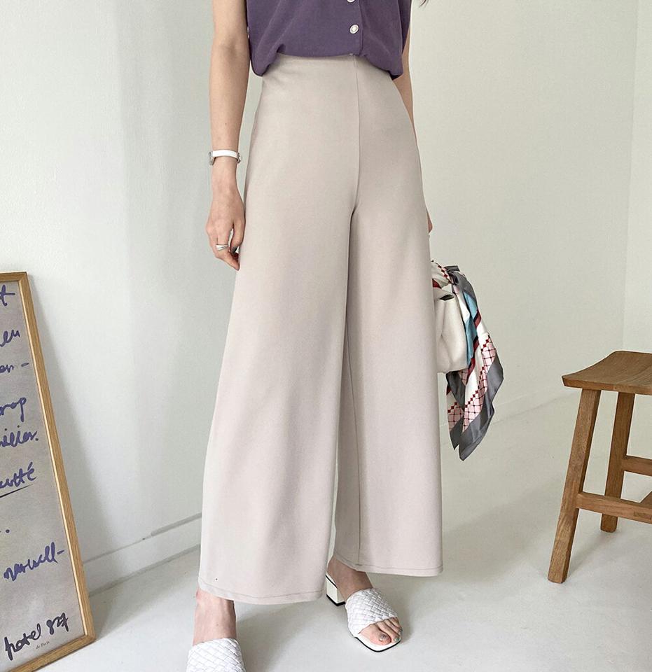 シークレットゴムワイドスラックス・全4色・t00465 レディース 【pt】パンツ ロング丈 スラックス 単色 無地 シンプル ベーシック ウエストゴム 楽ちん 春 夏 秋 冬 ワイド カジュアル フェミニン 韓国ファッション ハイホリHIHOLLI