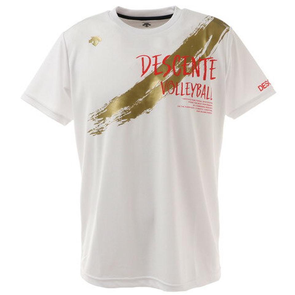 【10%OFFクーポン対象 8/3まで】デサント(DESCENTE) バレーボールウェア DPP半袖プラクティスシャツ DX-B0946XB WH (メンズ、レディース)