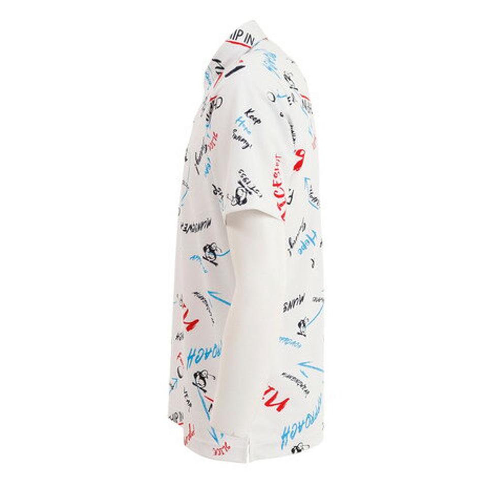 【5点以上で10%OFFクーポン 11日1:59まで】マンシングウエア（MUNSING WEAR） ゴルフウェア 春夏 吸汗速乾 UVカット Coolist D-Tec ペンギン総柄プリント 半袖ポロシャツ MGMTJA04CH WH00 （メンズ）