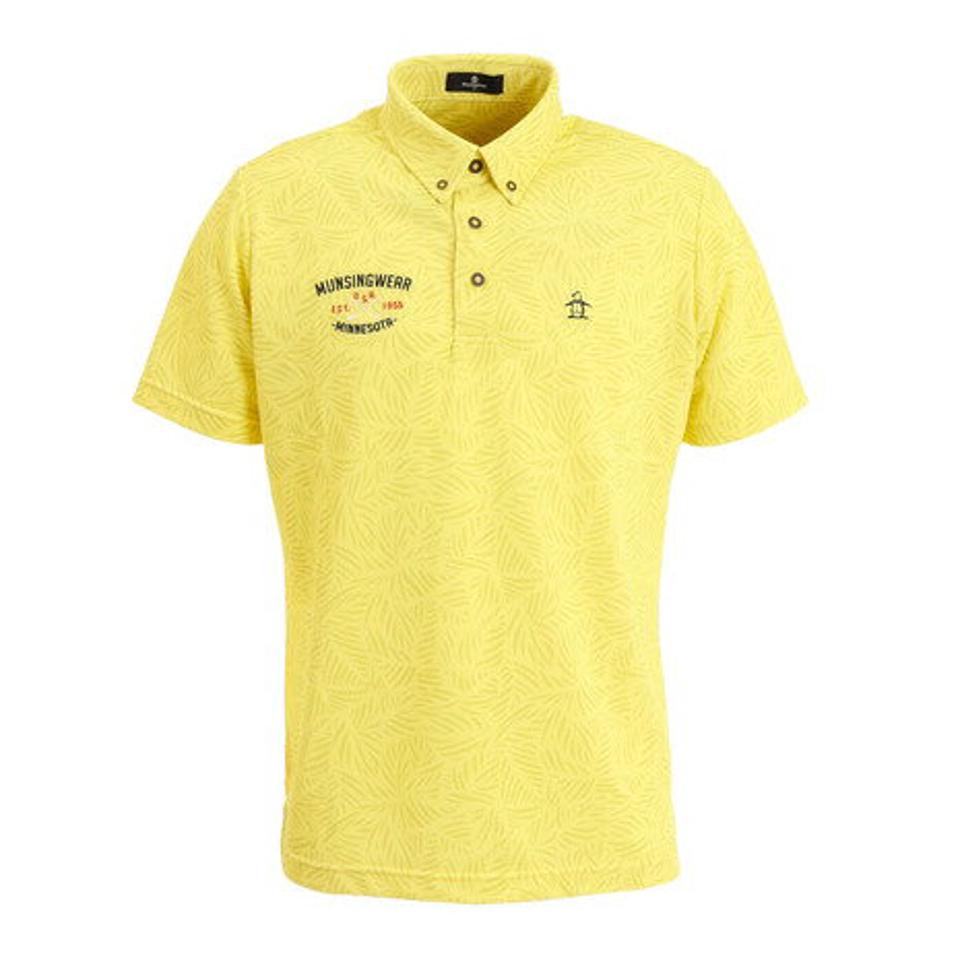 マンシングウエア(MUNSING WEAR) ゴルフウェア アウトラスト鹿の子リーフ柄半袖シャツ MGMTJA01CH YL00 (メンズ)