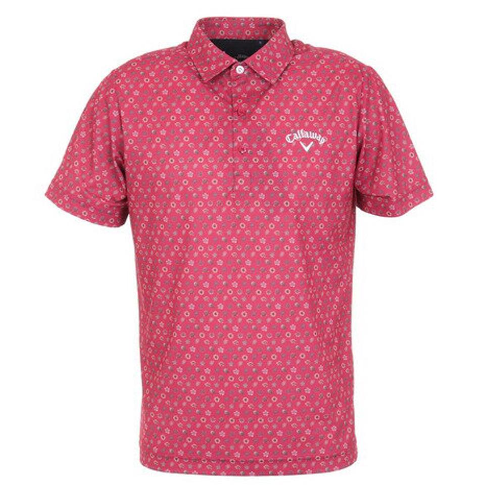 キャロウェイ(CALLAWAY)(メンズ) ゴルフウェア 吸汗速乾 UVカット ひんやり スモールフラワープリントカノコ 半袖ポロシャツ C22134113