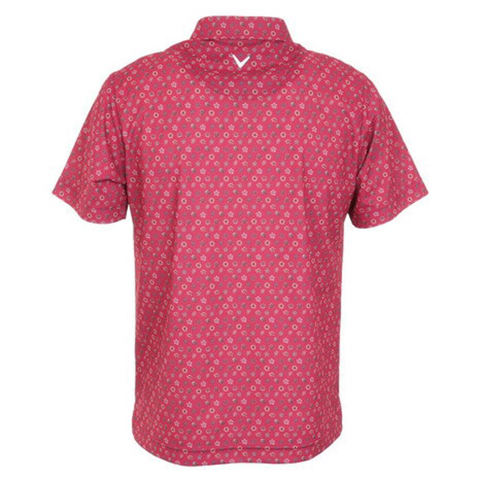 キャロウェイ(CALLAWAY)(メンズ) ゴルフウェア 吸汗速乾 UVカット ひんやり スモールフラワープリントカノコ 半袖ポロシャツ C22134113