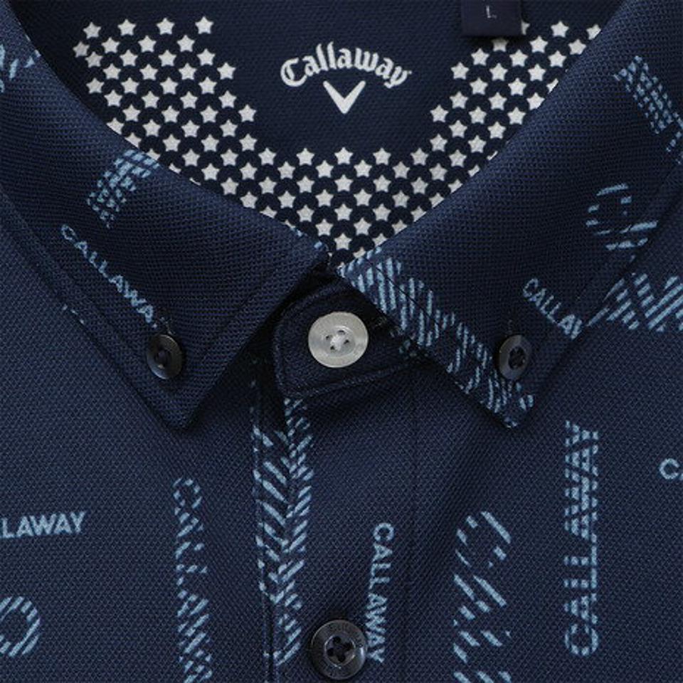 キャロウェイ(CALLAWAY) ゴルフウェア 吸汗速乾 UVカット 高通気 タイポグラフィ プリントカノコ 半袖ポロシャツ C22134107 (メンズ)