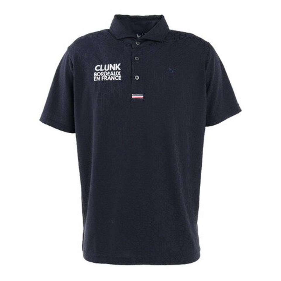 クランク(CLUNK)(メンズ)ゴルフウェア ジャガード ドライプラス半袖ポロシャツ CL5MTG03 NVY