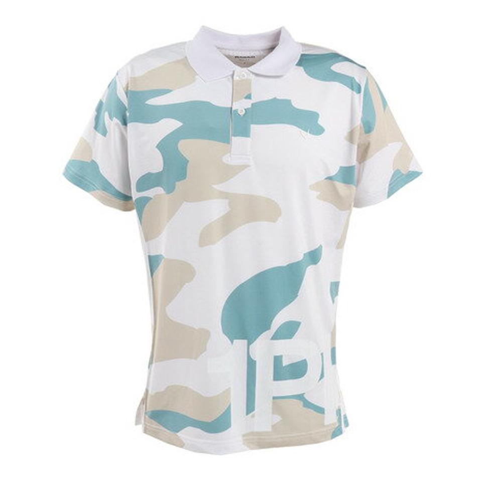 1PIU1UGUALE3 RELAX(1PIU1UGUALE3 RELAX) ゴルフウェア 軽快 ストレッチ カモ柄 半袖ポロシャツ USH-22003 green (メンズ)