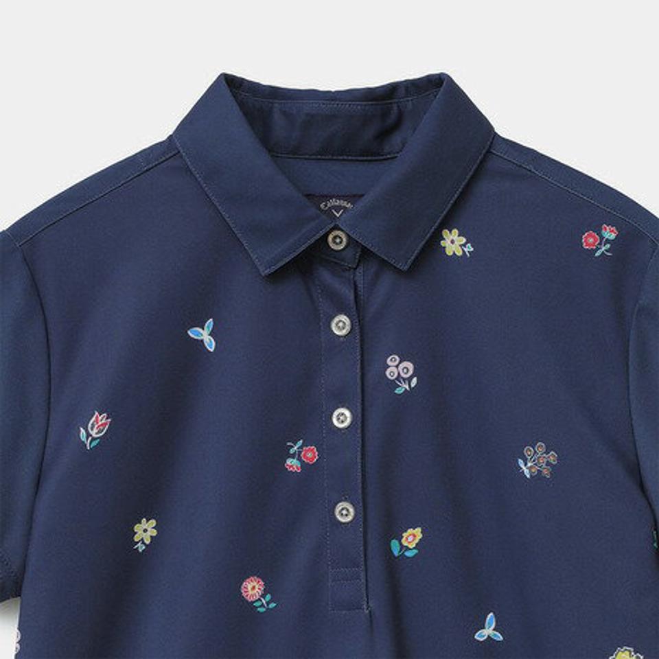 キャロウェイ(CALLAWAY)(レディース) ゴルフウェア UVカット ECO素材 ストレッチ フラワープリントカノコ 半袖シャツ C22134202