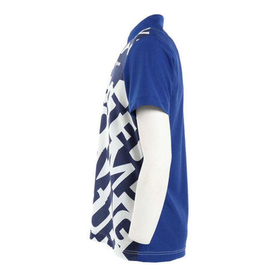 スリクソン(SRIXON)(メンズ) ゴルフウェア 吸汗速乾 UVカット 鹿の子バイアス タイポグラフィープリント 半袖ポロシャツ RGMTJA11