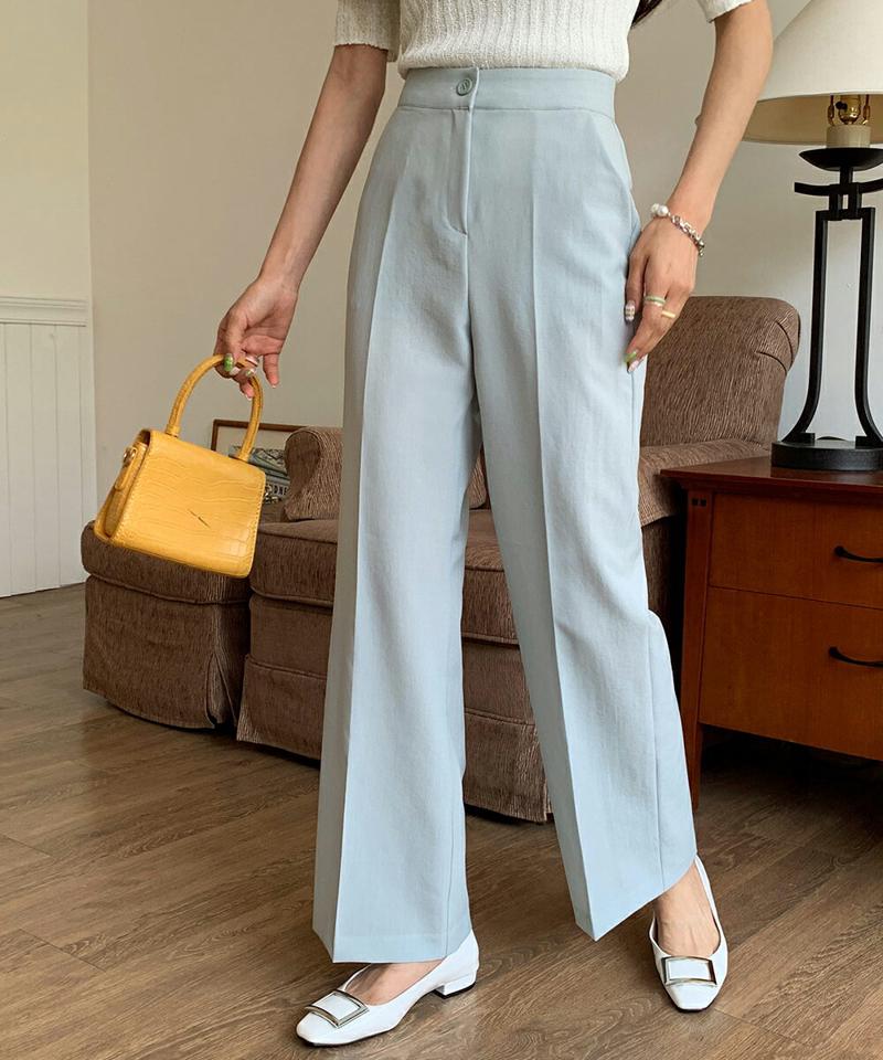 ワイドストレートスラックス・全2色・t00560 レディース 【pt】韓国ファッション ボトムス ロング ロングパンツ スラックスパンツ スラックス ワイド ストレート ハイウエスト 無地 シンプル 体型カバー フェミニン カラーパンツ カジュアル 春 秋