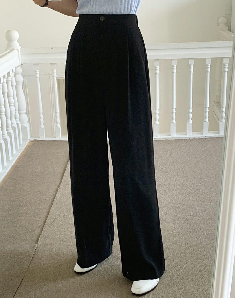 ワイドスラックス・全3色・t00558 レディース 【pt】韓国ファッション ボトムス ロング ロングパンツ スラックスパンツ スラックス ワイド ストレート ツータック ハイウエスト 無地 シンプル 体型カバー フェミニン カジュアル 春 秋