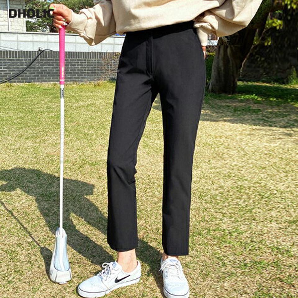バックゴムスリットパンツ・全2色・b02186 レディース 【pt】パンツ ズボン ロングパンツ スリット 単色 無地 シンプル ベーシック 大人 カジュアル ストレート ベルトループ ナイロン 春 夏 秋 韓国ファッション GOLFWEAR ゴルフウェア