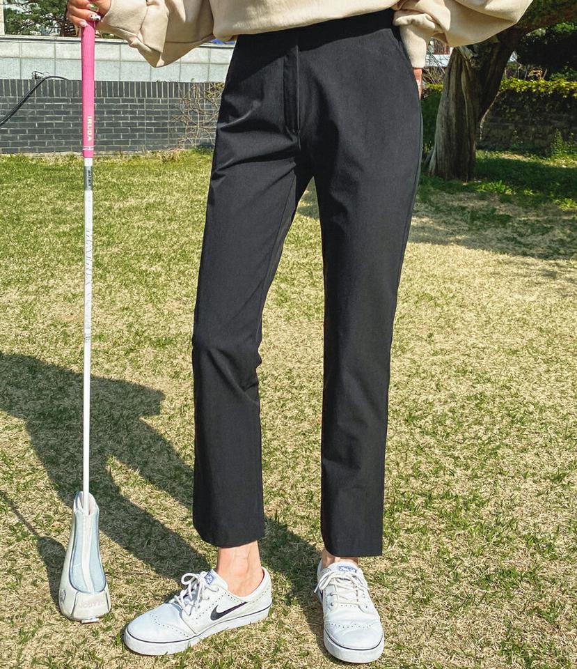 バックゴムスリットパンツ・全2色・b02186 レディース 【pt】パンツ ズボン ロングパンツ スリット 単色 無地 シンプル ベーシック 大人 カジュアル ストレート ベルトループ ナイロン 春 夏 秋 韓国ファッション GOLFWEAR ゴルフウェア