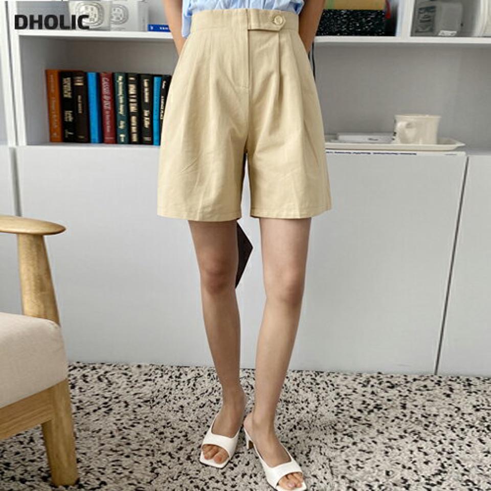コットン混ツータックショートパンツ・全4色・b66618 レディース 【pt】パンツ ズボン ショートパンツ 短パン 単色 無地 シンプル ベーシック タック カジュアル ラフ 綿 ハイウエスト 春 夏 韓国ファッション