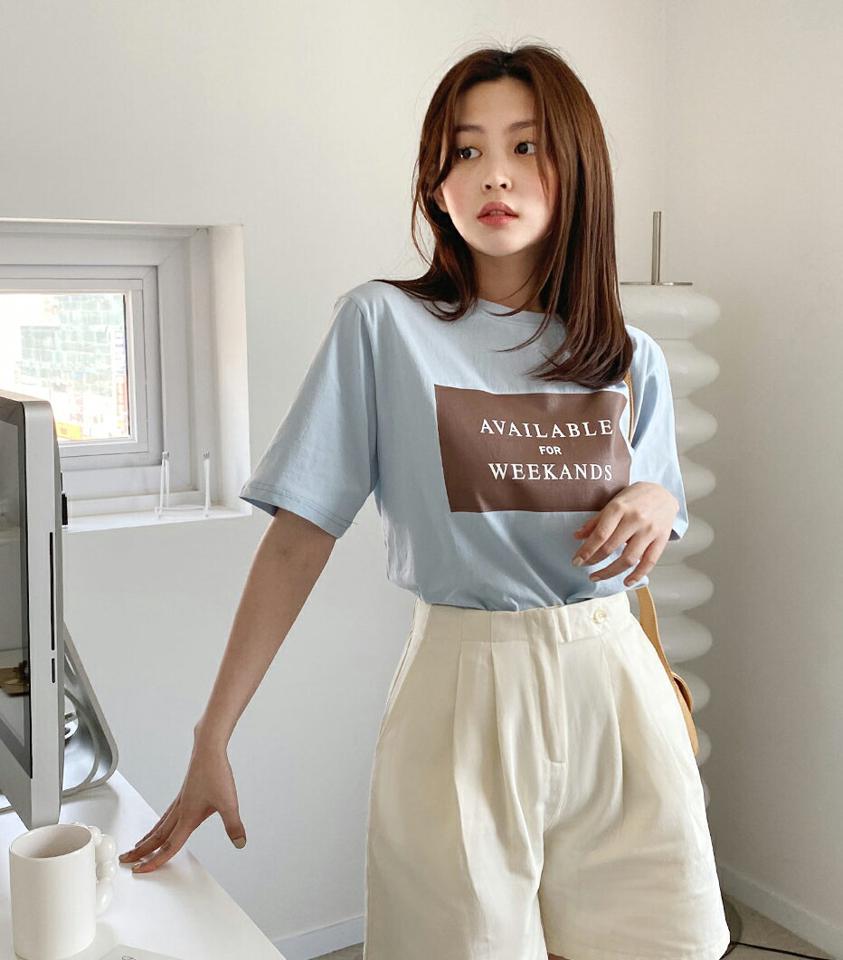 レタリングスクエアプリントオーバーフィットTシャツ・全3色・b66594 レディース 【tops】トップス Tシャツ ロゴ ロゴT プリント スクエア レタリング カジュアル ラフ ゆったり ラウンドネック 春 夏 韓国ファッション