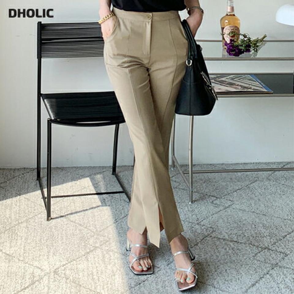 フロントスリットスラックス・全2色・t72013 レディース 【pt】スラックス パンツ ロング丈 スリット 単色 無地 シンプル ベーシック スリット オフィスカジュアル きれいめ フェミニン ストレート 春 夏 大人っぽ 韓国ファッション ハイホリHIHOLLI