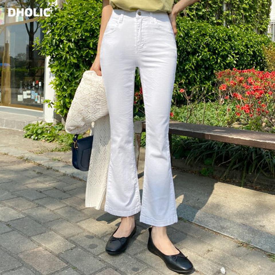 コットン混セミフレアパンツ・全2色・t00729 レディース 【pt】パンツ ズボン ロングパンツ セミフレア 単色 無地 シンプル ベーシック 大人 カジュアル ベルトループ ダーツ 春 夏 秋 韓国ファッション