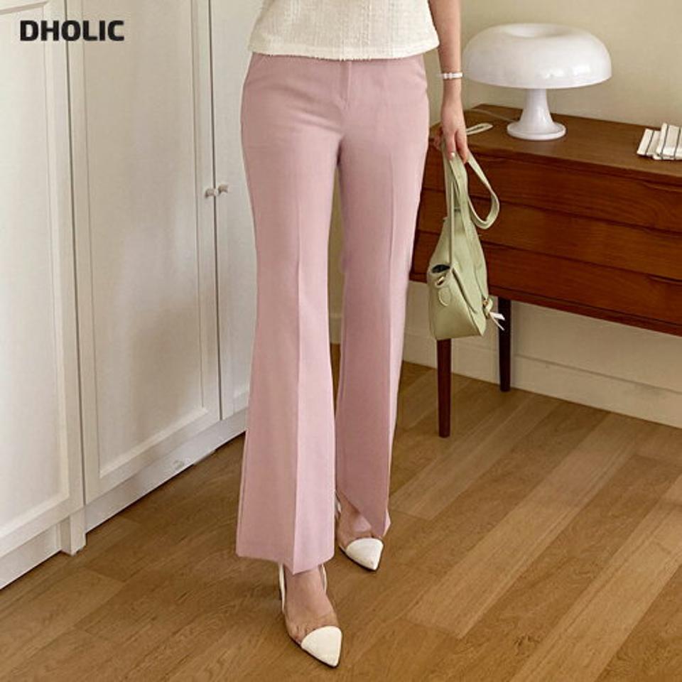 セミフレアスラックス・全2色・t00752 レディース 【pt】パンツ ズボン ロングパンツ スラックス セミフレア 単色 無地 シンプル ベーシック 大人 カラーパンツ オフィスカジュアル ピンク パステル 春 夏 韓国ファッション