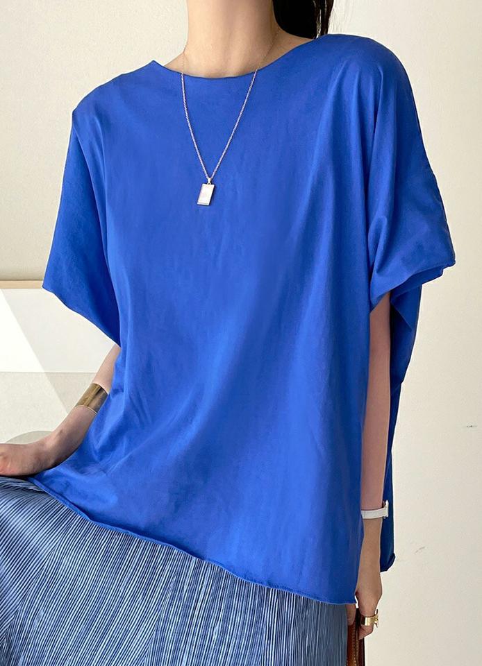 フレアスリーブアンバランスTシャツ・全4色・t72185 レディース 【tops】トップス Tシャツ 半袖 ルーズ ゆったり オーバーサイズ フレア 袖コン ラフ 単色 無地 シンプル カジュアル 体型カバー 二の腕カバー 春 夏 韓国ファッション ハイホリHIHOLLI