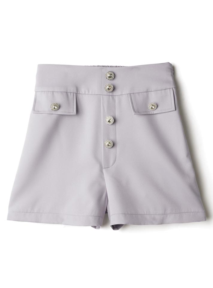 ビジューボタンハイウエストショートパンツ