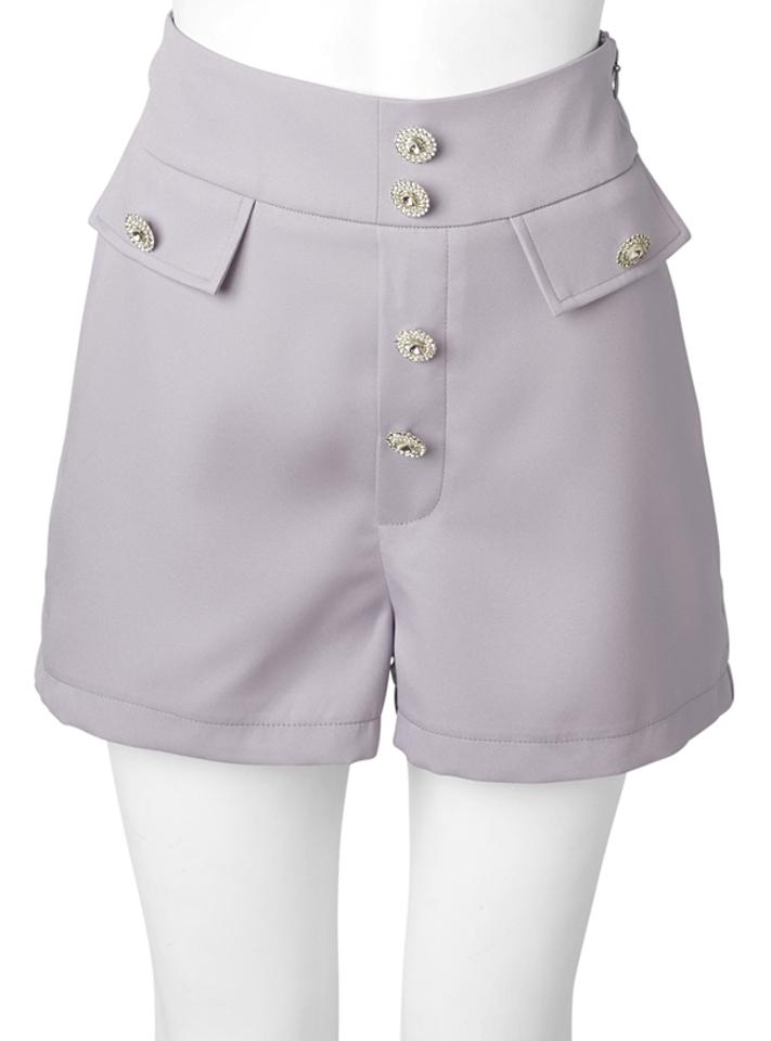 ビジューボタンハイウエストショートパンツ