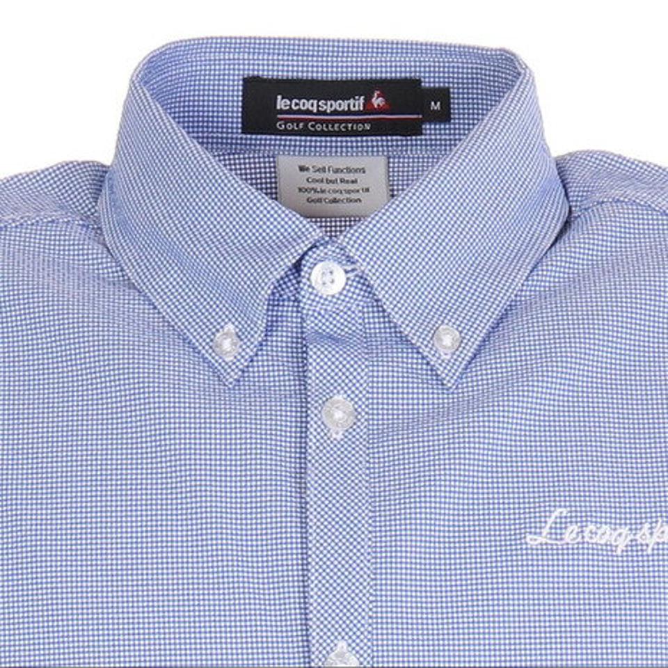 ルコック スポルティフ(Lecoq Sportif) ゴルフウェア ミニギンガム柄布帛半袖シャツ QGMRJA70-BL00 (メンズ)