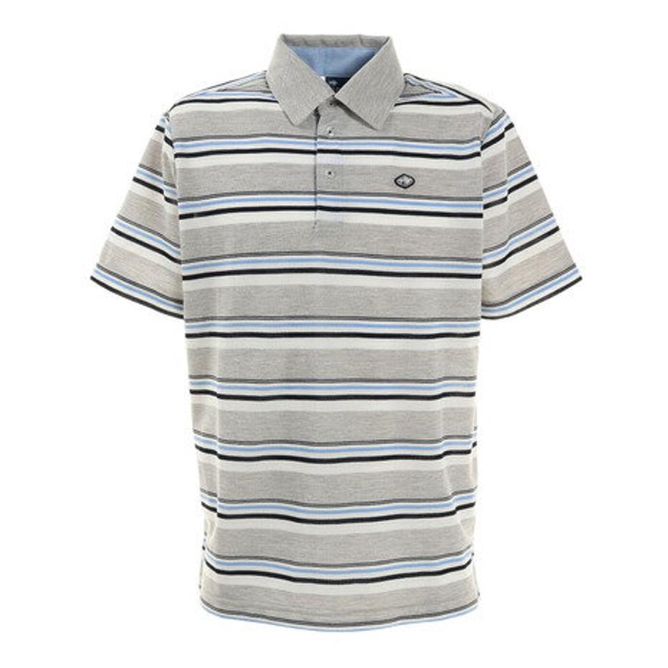 フィドラ(FIDRA)(メンズ)ゴルフウェア 半袖 吸水 速乾 ストライプ ポロシャツ FD5KTG03 GRY
